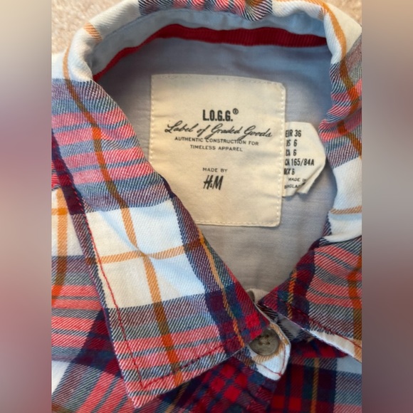 H&M - Plaid Button Down Shirt, Red - Picture 5 of 5